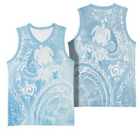Aloha Hawaii Turtles Floral Basketball Jersey Aqua Marbles Glaze LT7 - Polynesian Pride