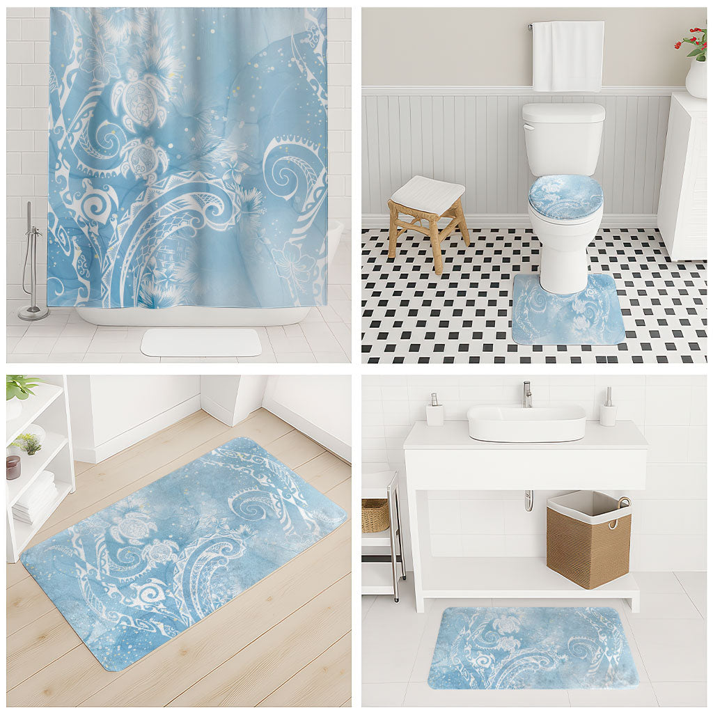 Aloha Hawaii Turtles Floral Bathroom Set Aqua Marbles Glaze LT7 - Polynesian Pride