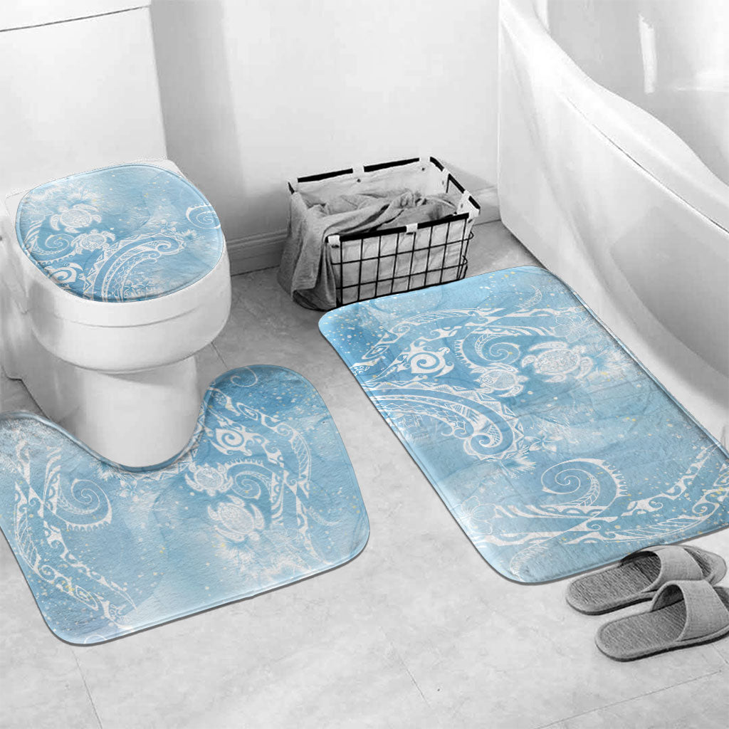 Aloha Hawaii Turtles Floral Bathroom Set Aqua Marbles Glaze LT7 Mat Set Only (3 pcs) One Size Aqua - Polynesian Pride