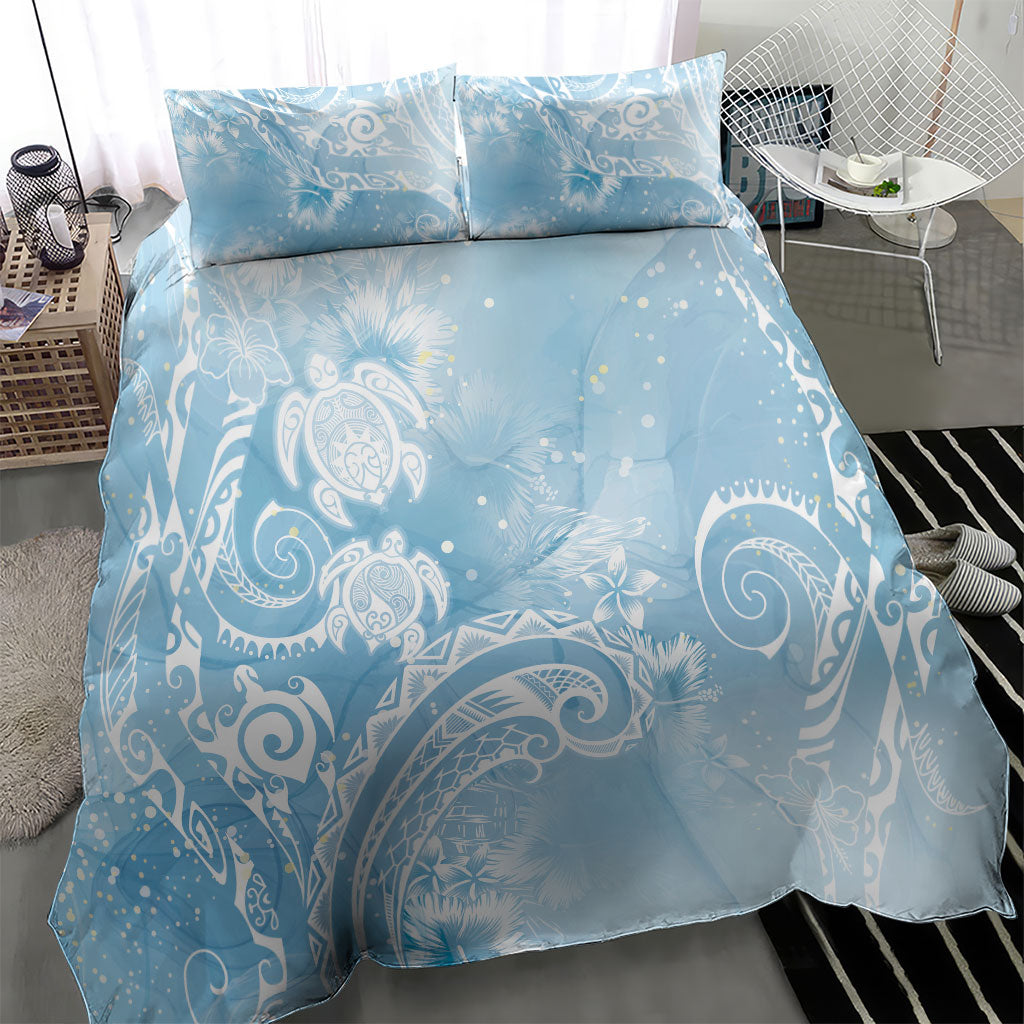 Aloha Hawaii Turtles Floral Bedding Set Aqua Marbles Glaze LT7 - Polynesian Pride