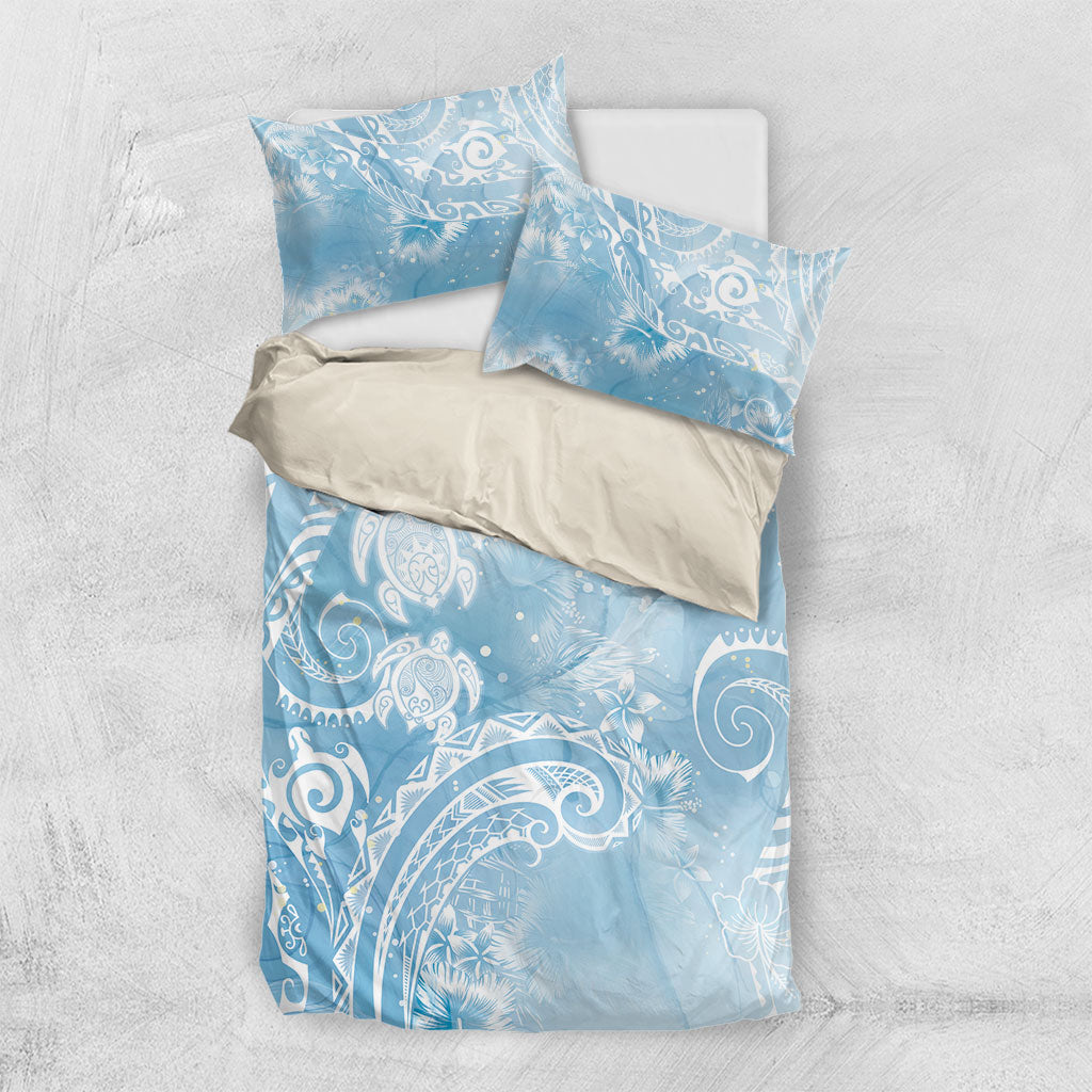 Aloha Hawaii Turtles Floral Bedding Set Aqua Marbles Glaze LT7 US Twin 172cm x 218cm Aqua - Polynesian Pride