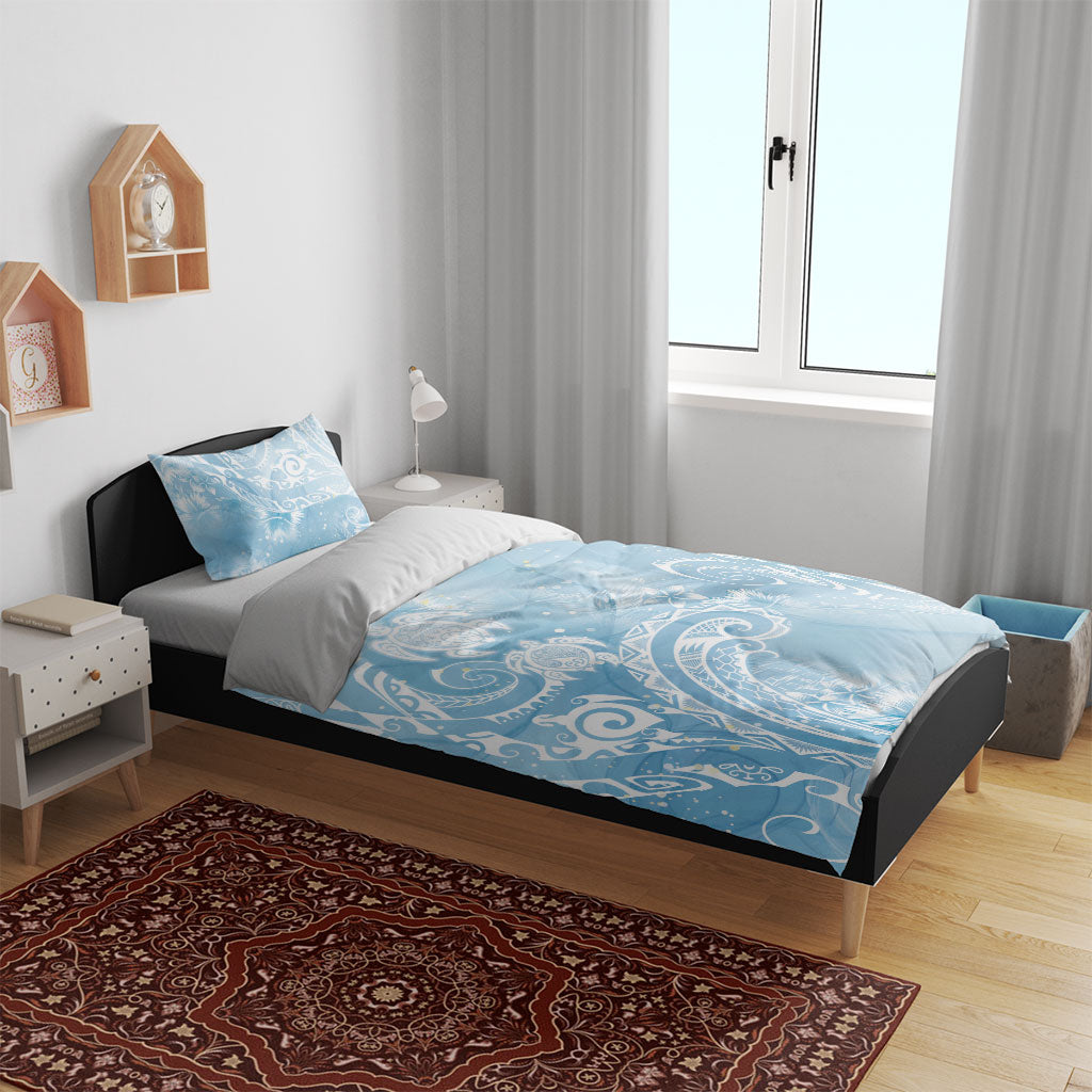 Aloha Hawaii Turtles Floral Bedding Set Aqua Marbles Glaze LT7 - Polynesian Pride