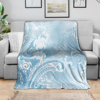 Aloha Hawaii Turtles Floral Blanket Aqua Marbles Glaze LT7 - Polynesian Pride