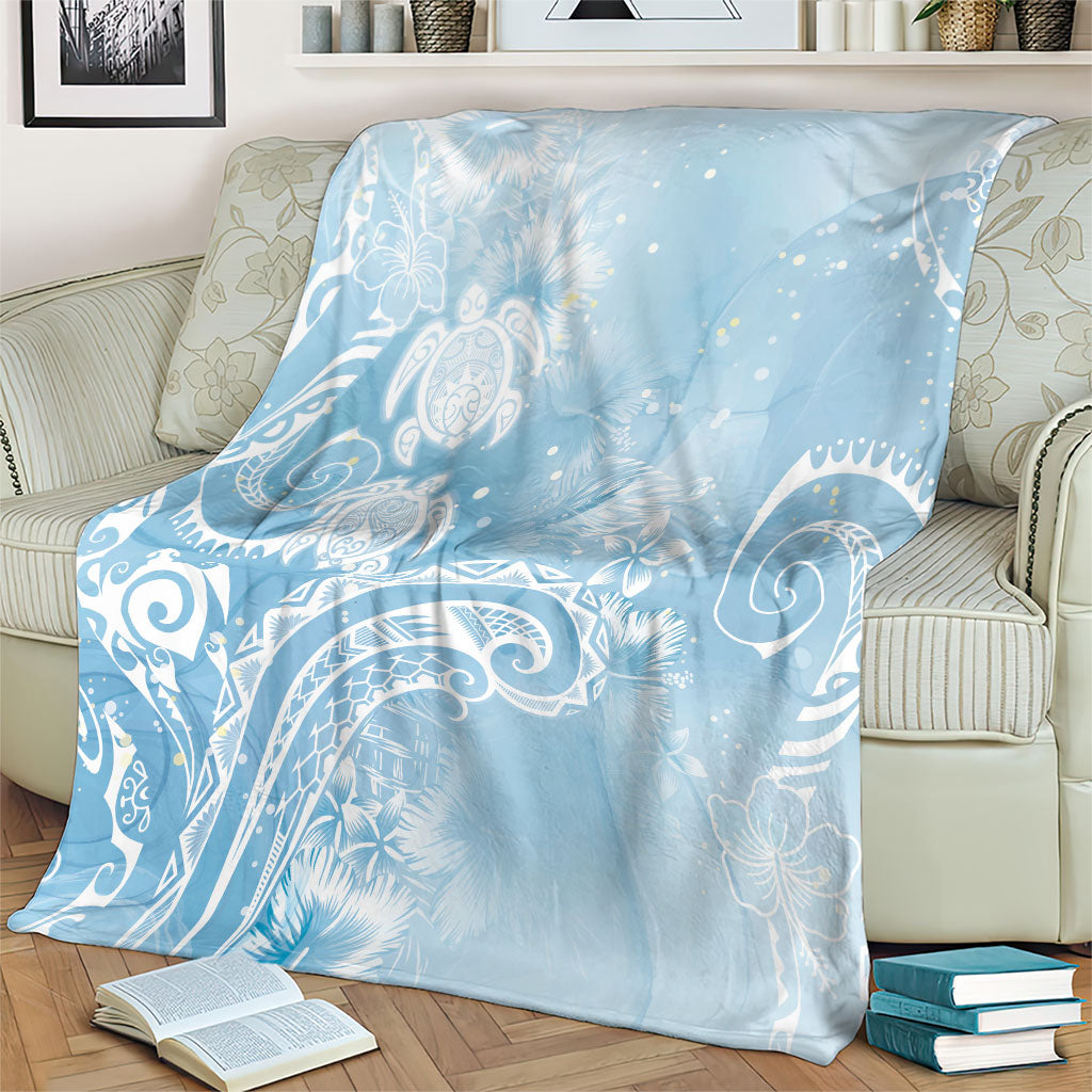 Aloha Hawaii Turtles Floral Blanket Aqua Marbles Glaze LT7 - Polynesian Pride