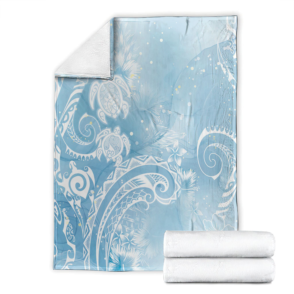 Aloha Hawaii Turtles Floral Blanket Aqua Marbles Glaze LT7 - Polynesian Pride