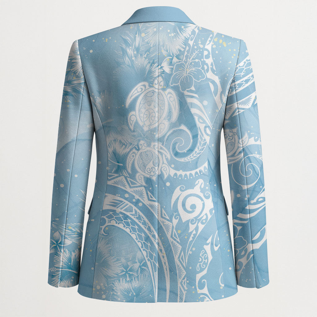 Aloha Hawaii Turtles Floral Blazer Aqua Marbles Glaze LT7 - Polynesian Pride
