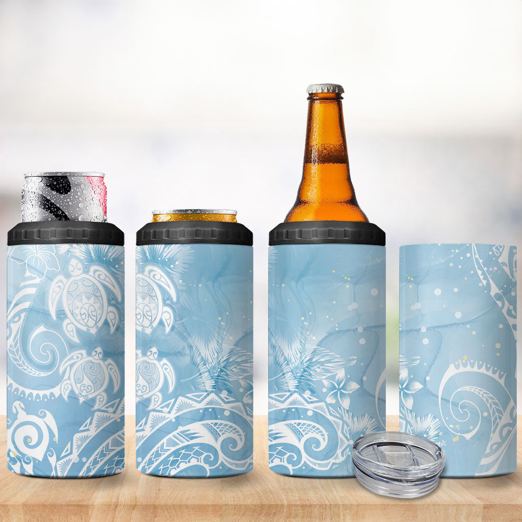 Aloha Hawaii Turtles Floral 4 in 1 Can Cooler Tumbler Aqua Marbles Glaze LT7 - Polynesian Pride