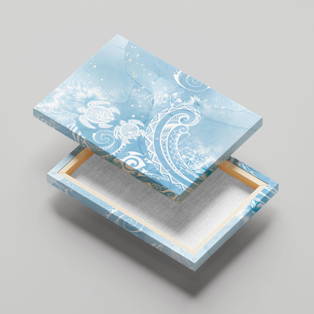 Aloha Hawaii Turtles Floral Canvas Wall Art Aqua Marbles Glaze LT7 - Polynesian Pride
