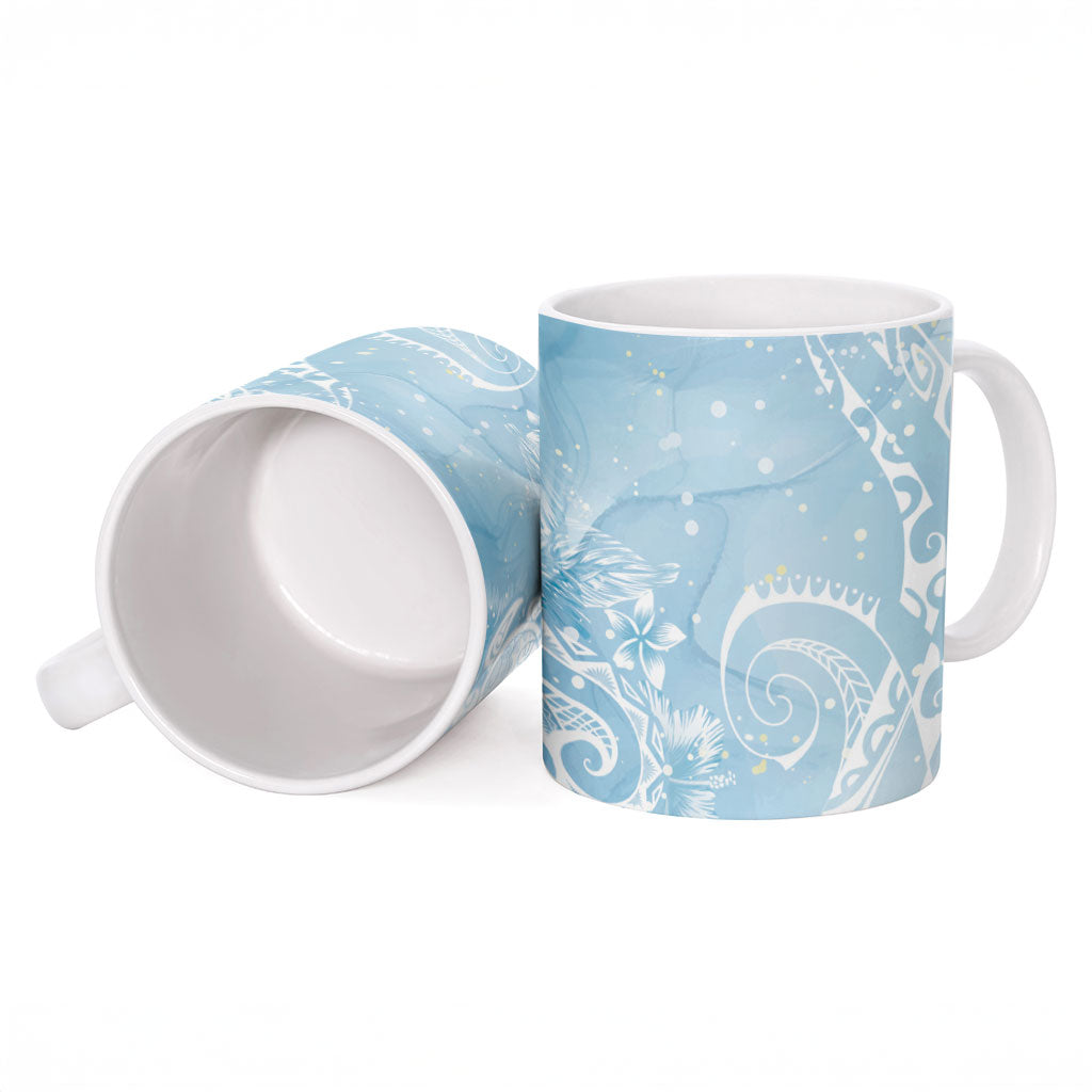Aloha Hawaii Turtles Floral Ceramic Mug Aqua Marbles Glaze LT7 - Polynesian Pride