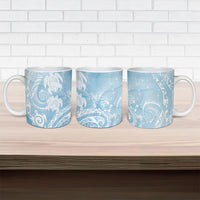 Aloha Hawaii Turtles Floral Ceramic Mug Aqua Marbles Glaze LT7 - Polynesian Pride