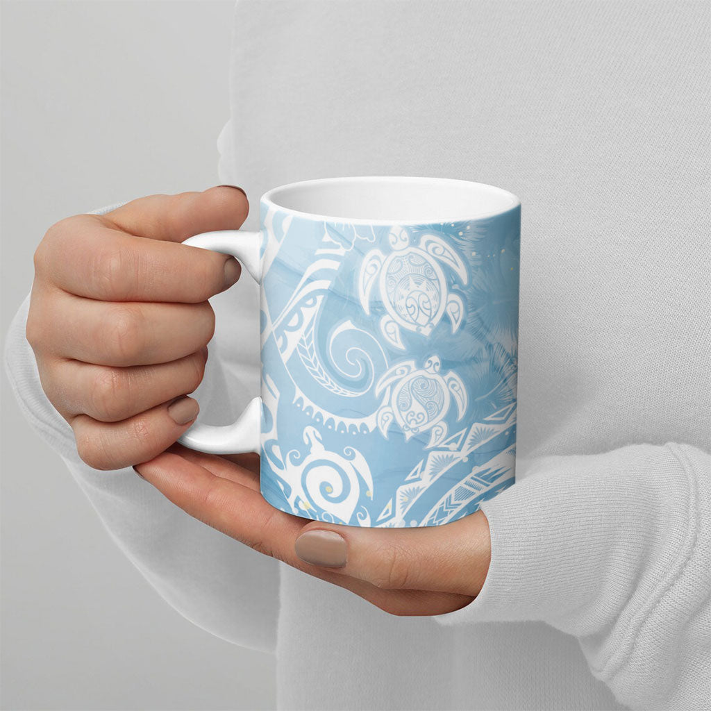 Aloha Hawaii Turtles Floral Ceramic Mug Aqua Marbles Glaze LT7 - Polynesian Pride