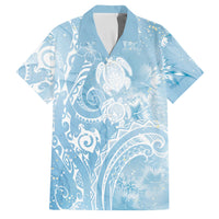 Aloha Hawaii Turtles Floral Family Matching Mermaid Dress and Hawaiian Shirt Aqua Marbles Glaze LT7 Dad's Shirt - Short Sleeve Aqua - Polynesian Pride