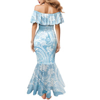 Aloha Hawaii Turtles Floral Family Matching Mermaid Dress and Hawaiian Shirt Aqua Marbles Glaze LT7 - Polynesian Pride