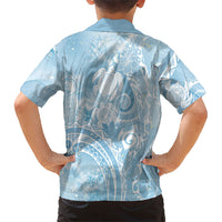 Aloha Hawaii Turtles Floral Family Matching Summer Maxi Dress and Hawaiian Shirt Aqua Marbles Glaze LT7 - Polynesian Pride
