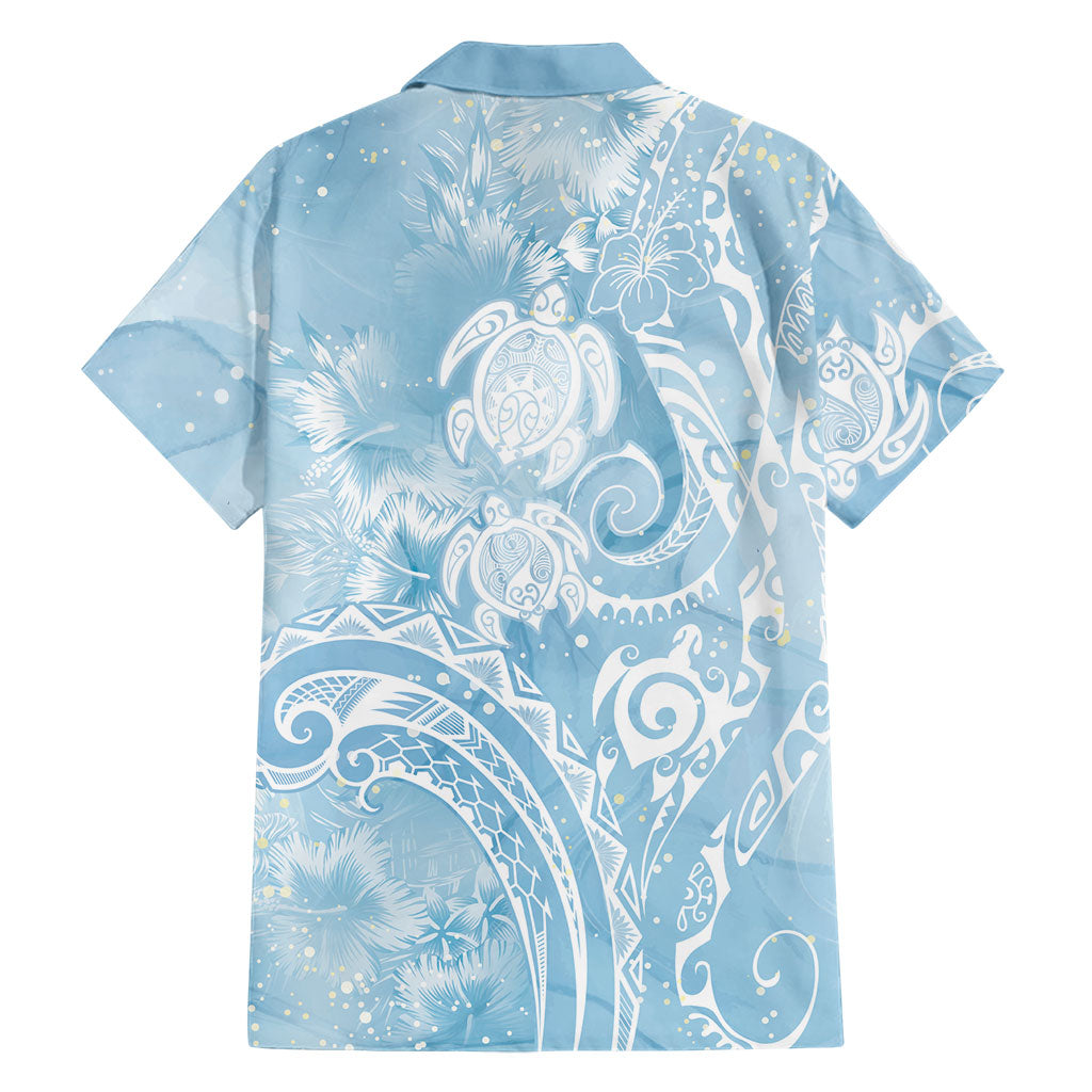Aloha Hawaii Turtles Floral Family Matching Summer Maxi Dress and Hawaiian Shirt Aqua Marbles Glaze LT7 - Polynesian Pride