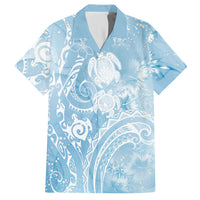 Aloha Hawaii Turtles Floral Hawaiian Shirt Aqua Marbles Glaze LT7 Aqua - Polynesian Pride