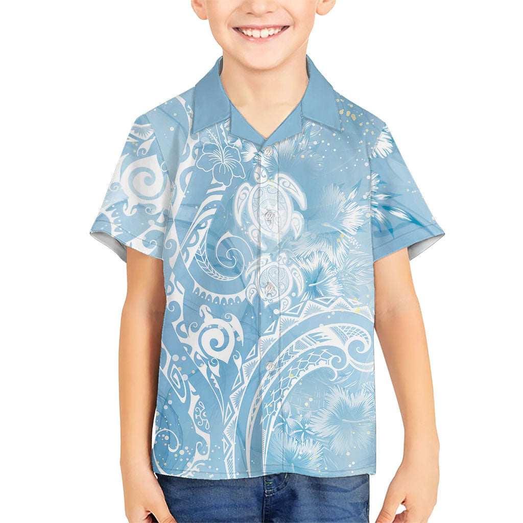 Aloha Hawaii Turtles Floral Hawaiian Shirt Aqua Marbles Glaze LT7 - Polynesian Pride