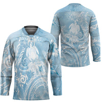 Aloha Hawaii Turtles Floral Hockey Jersey Aqua Marbles Glaze LT7 - Polynesian Pride