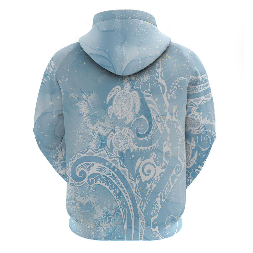 Aloha Hawaii Turtles Floral Hoodie Aqua Marbles Glaze LT7 - Polynesian Pride