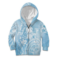 Aloha Hawaii Turtles Floral Kid Hoodie Aqua Marbles Glaze LT7 Zip Hoodie Aqua - Polynesian Pride