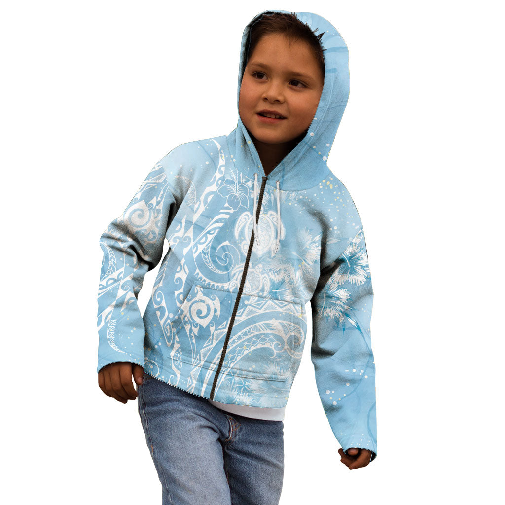 Aloha Hawaii Turtles Floral Kid Hoodie Aqua Marbles Glaze LT7 - Polynesian Pride