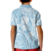 Aloha Hawaii Turtles Floral Kid Polo Shirt Aqua Marbles Glaze LT7 - Polynesian Pride