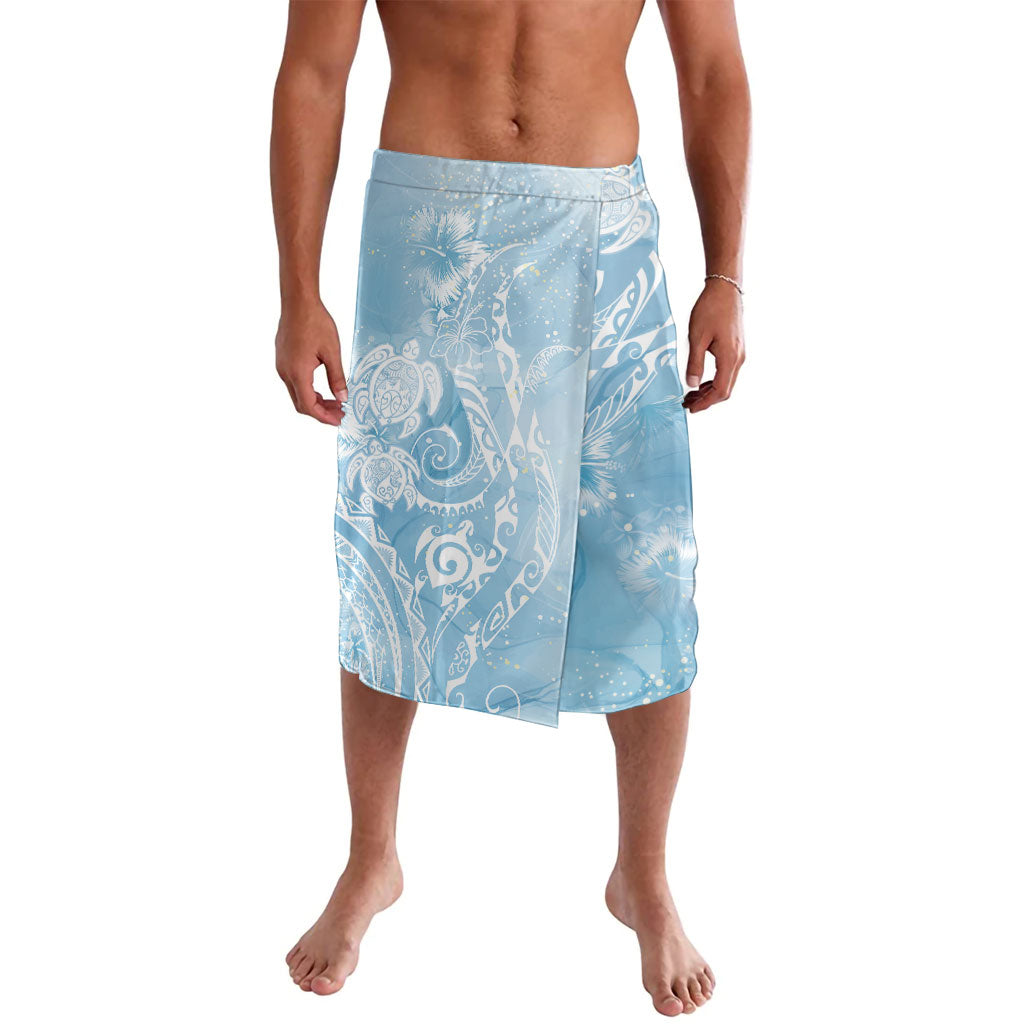 Aloha Hawaii Turtles Floral Lavalava Aqua Marbles Glaze LT7 Aqua - Polynesian Pride