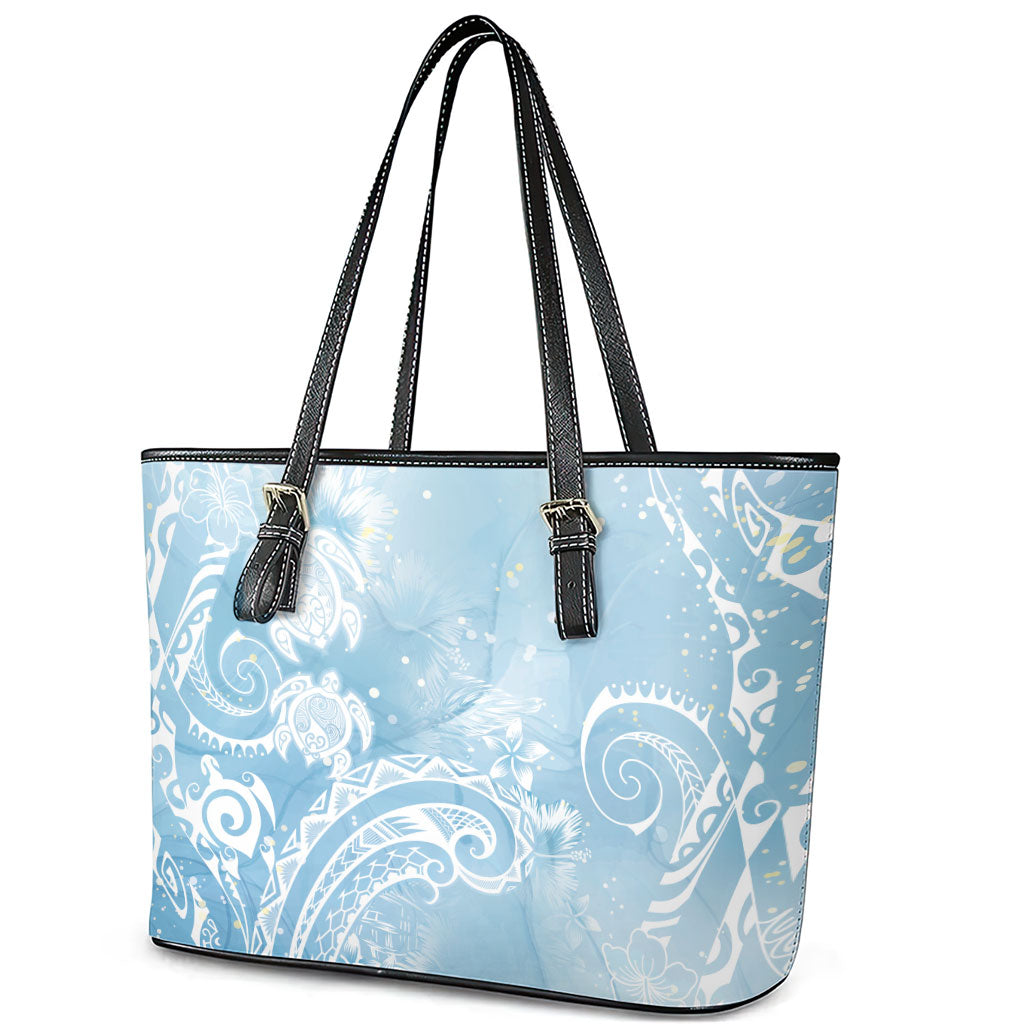 Aloha Hawaii Turtles Floral Leather Tote Bag Aqua Marbles Glaze LT7 - Polynesian Pride