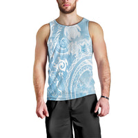 Aloha Hawaii Turtles Floral Men Tank Top Aqua Marbles Glaze LT7 - Polynesian Pride