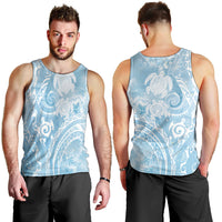Aloha Hawaii Turtles Floral Men Tank Top Aqua Marbles Glaze LT7 - Polynesian Pride