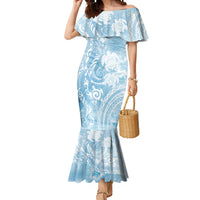 Aloha Hawaii Turtles Floral Mermaid Dress Aqua Marbles Glaze LT7 Women Aqua - Polynesian Pride