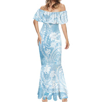 Aloha Hawaii Turtles Floral Mermaid Dress Aqua Marbles Glaze LT7 - Polynesian Pride