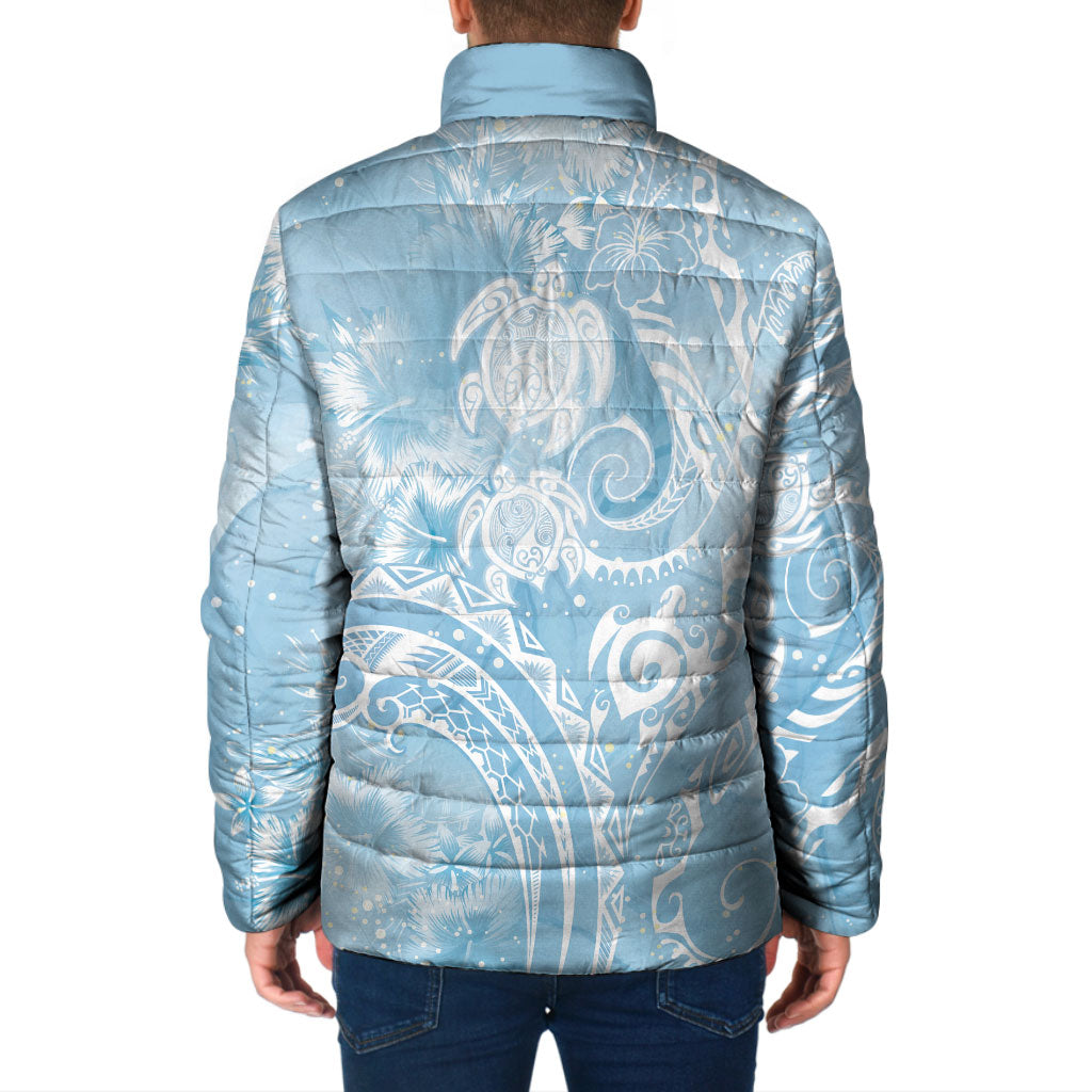 Aloha Hawaii Turtles Floral Padded Jacket Aqua Marbles Glaze LT7 - Polynesian Pride