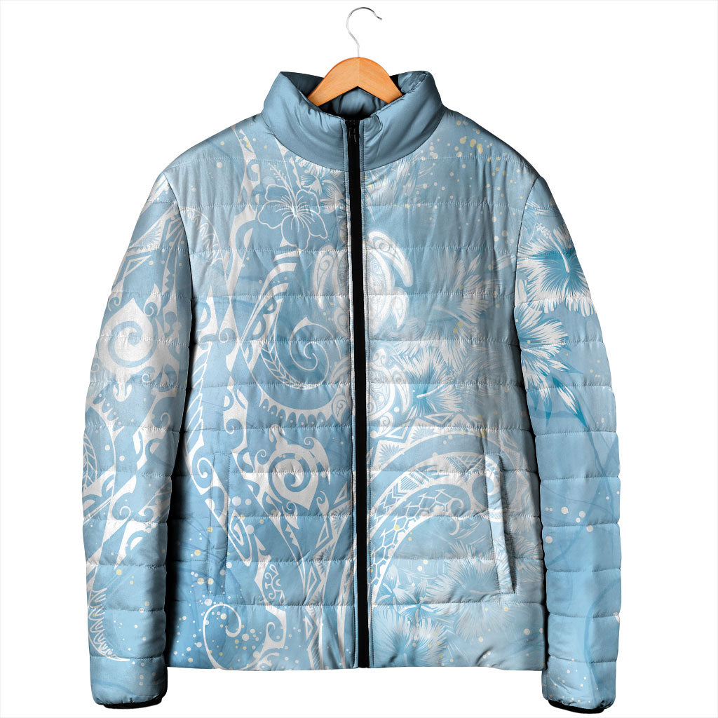 Aloha Hawaii Turtles Floral Padded Jacket Aqua Marbles Glaze LT7 - Polynesian Pride