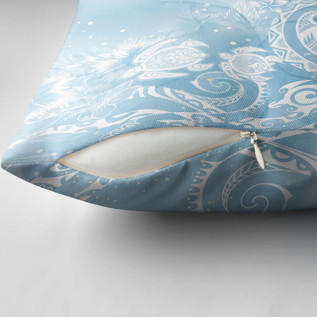 Aloha Hawaii Turtles Floral Pillow Cover Aqua Marbles Glaze LT7 - Polynesian Pride
