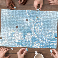 Aloha Hawaii Turtles Floral Puzzle Aqua Marbles Glaze LT7 - Polynesian Pride