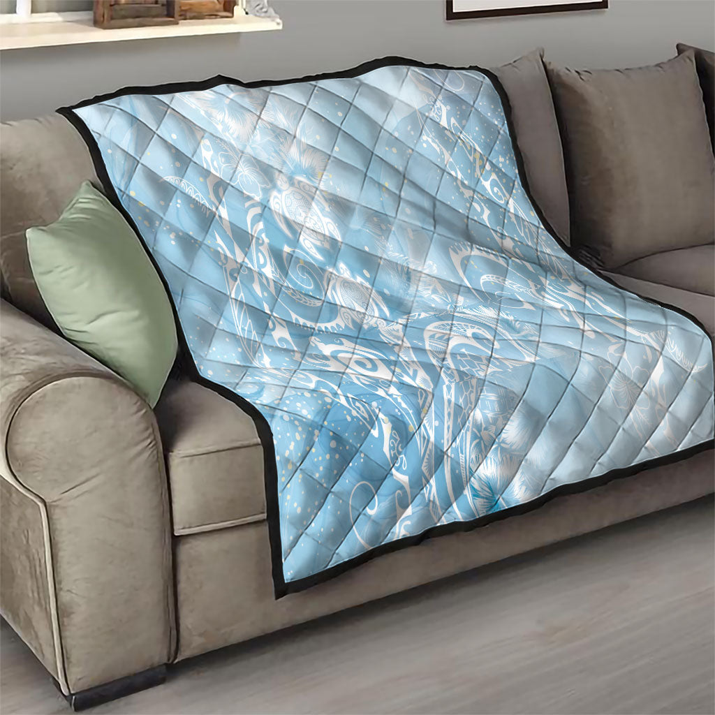 Aloha Hawaii Turtles Floral Quilt Aqua Marbles Glaze LT7 - Polynesian Pride