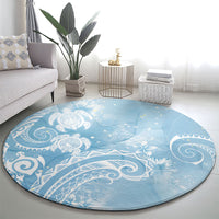 Aloha Hawaii Turtles Floral Round Carpet Aqua Marbles Glaze LT7 - Polynesian Pride