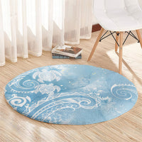 Aloha Hawaii Turtles Floral Round Carpet Aqua Marbles Glaze LT7 - Polynesian Pride