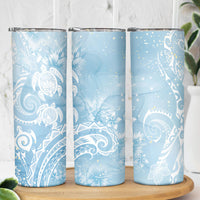 Aloha Hawaii Turtles Floral Skinny Tumbler Aqua Marbles Glaze LT7 - Polynesian Pride