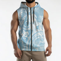 Aloha Hawaii Turtles Floral Sleeveless Zip Hoodie Aqua Marbles Glaze LT7 - Polynesian Pride