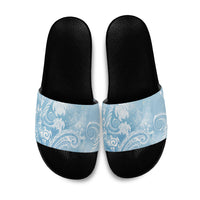 Aloha Hawaii Turtles Floral Slide Sandals Aqua Marbles Glaze LT7 Aqua - Polynesian Pride