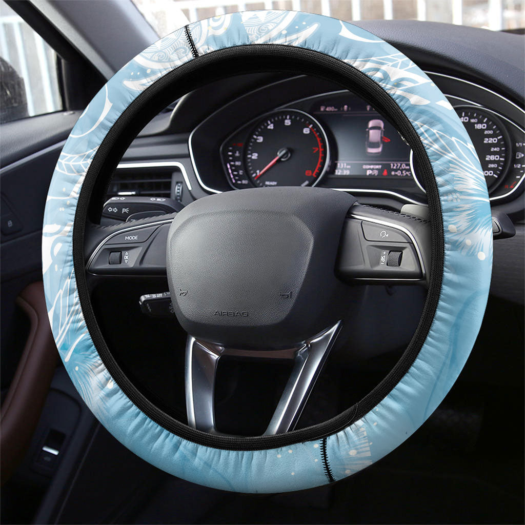 Aloha Hawaii Turtles Floral Steering Wheel Cover Aqua Marbles Glaze LT7 - Polynesian Pride