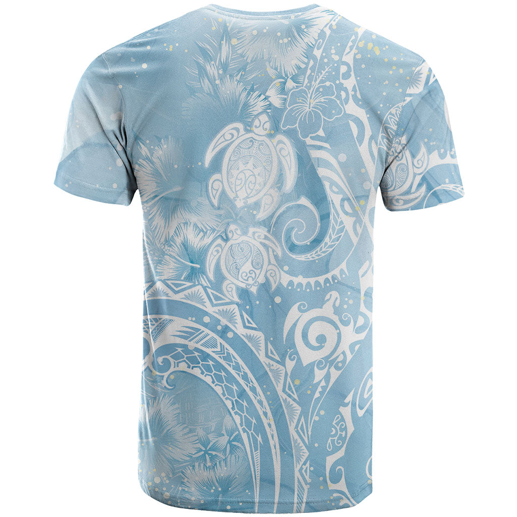 Aloha Hawaii Turtles Floral T Shirt Aqua Marbles Glaze LT7 - Polynesian Pride