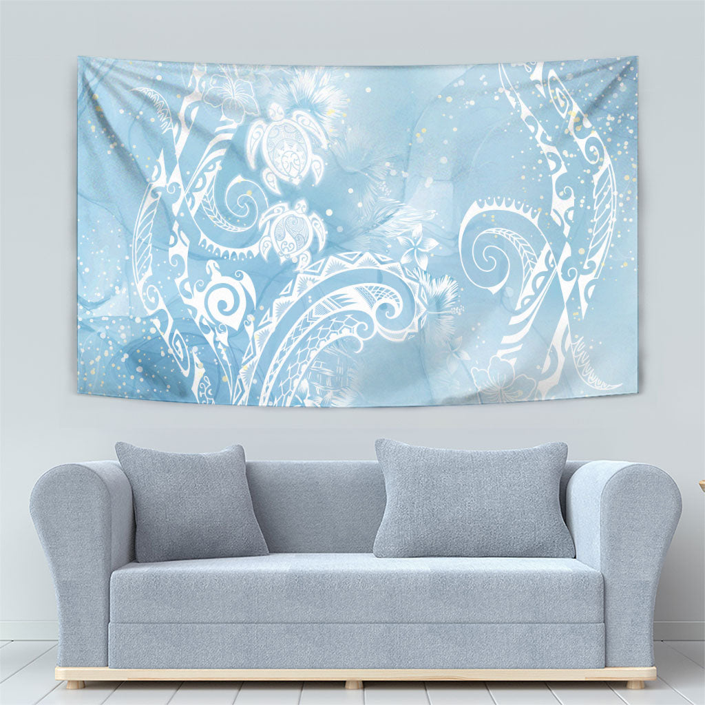 Aloha Hawaii Turtles Floral Tapestry Aqua Marbles Glaze LT7 - Polynesian Pride