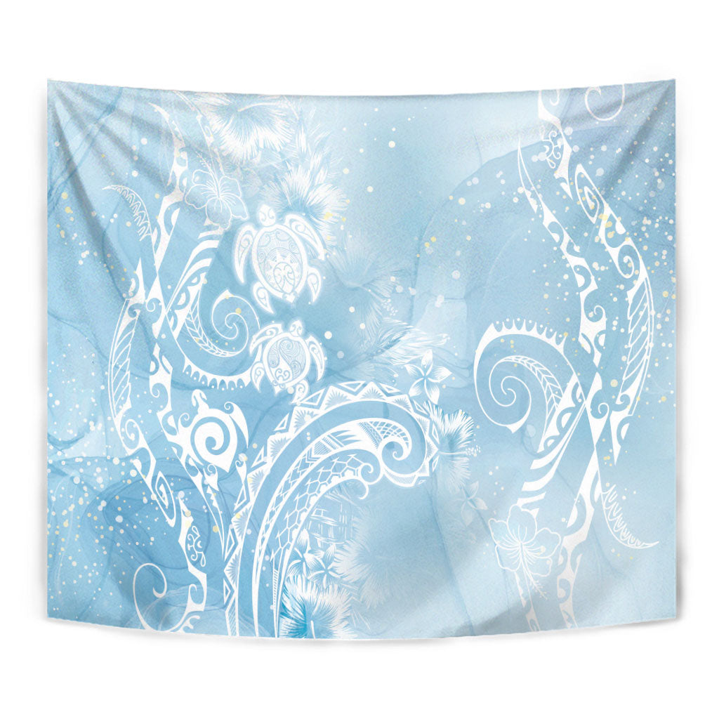 Aloha Hawaii Turtles Floral Tapestry Aqua Marbles Glaze LT7 - Polynesian Pride