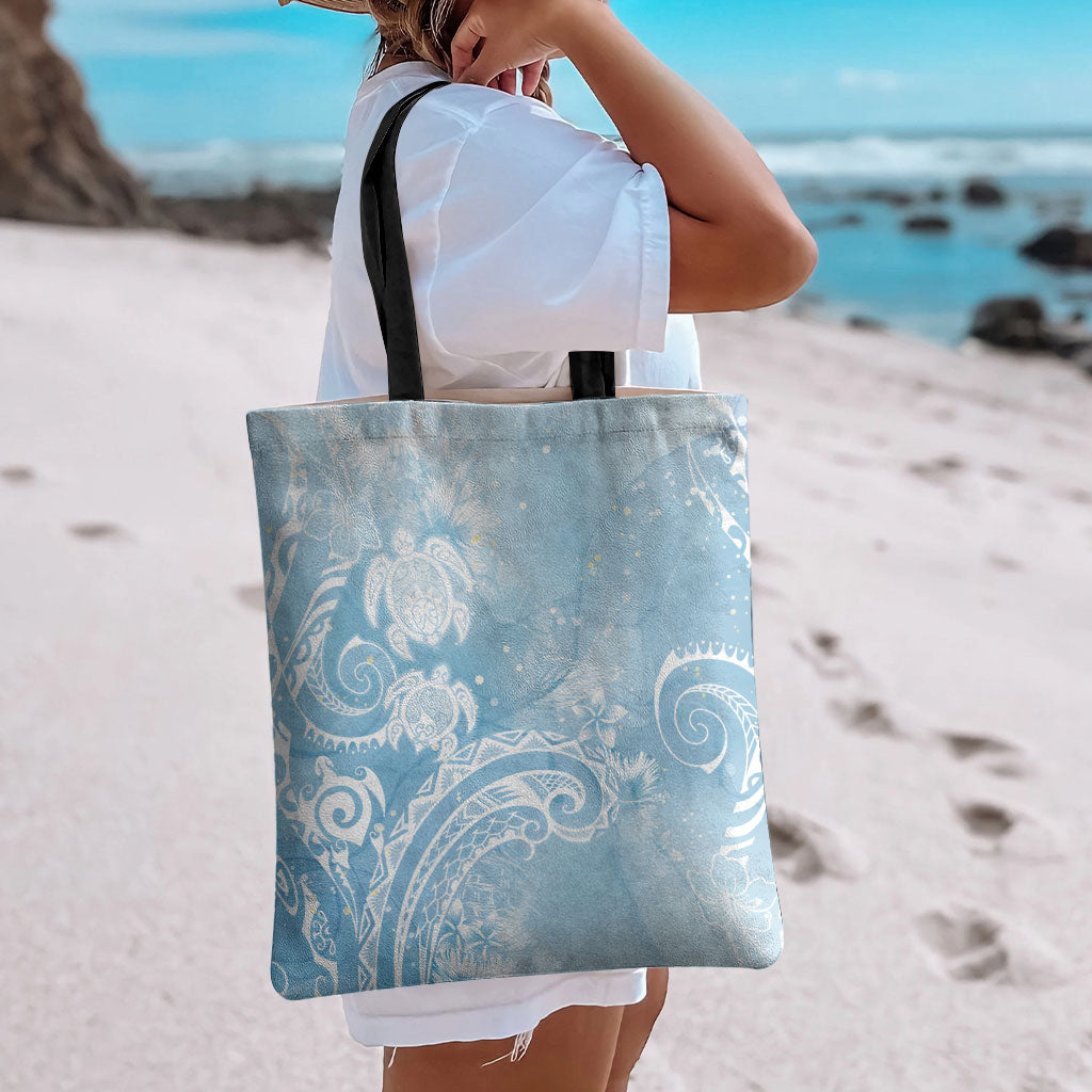 Aloha Hawaii Turtles Floral Tote Bag Aqua Marbles Glaze LT7 - Polynesian Pride