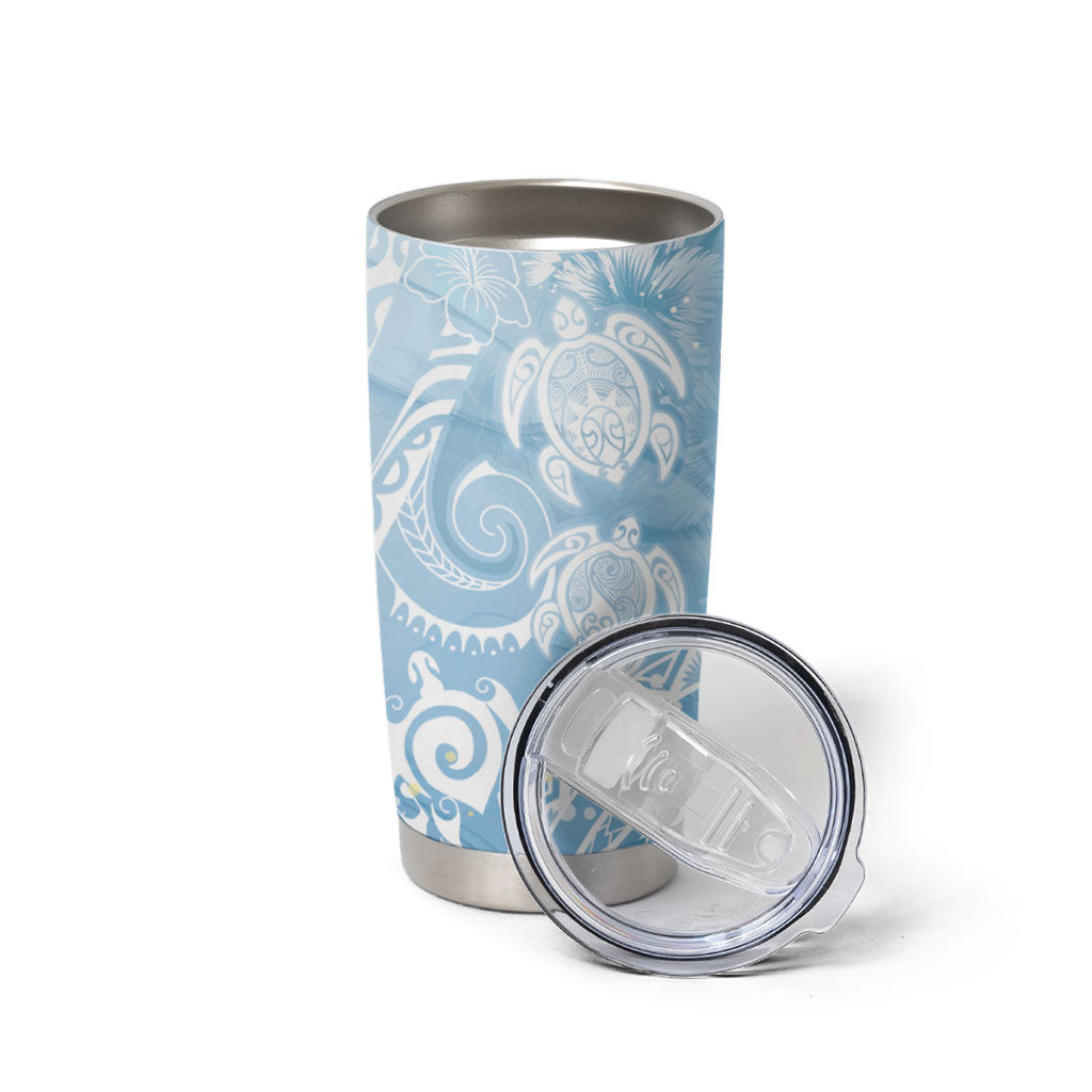Aloha Hawaii Turtles Floral Tumbler Cup Aqua Marbles Glaze LT7 - Polynesian Pride