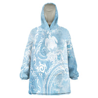 Aloha Hawaii Turtles Floral Wearable Blanket Hoodie Aqua Marbles Glaze LT7 One Size Aqua - Polynesian Pride