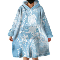 Aloha Hawaii Turtles Floral Wearable Blanket Hoodie Aqua Marbles Glaze LT7 - Polynesian Pride